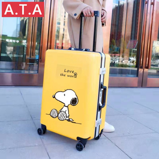 A.t.a กระเป๋าเดินทาง แบบใส่รหัสผ่าน ลายการ์ตูน Snoopy ทนทาน สําหรับนักเรียนมัธยมต้น