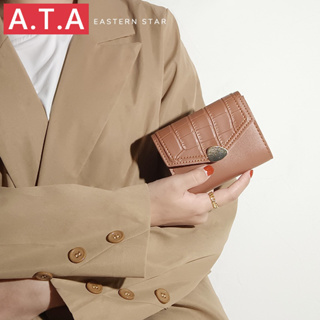 A.t.a ใหม่ กระเป๋าสตางค์ใบสั้น ใส่เหรียญได้หลายใบ สไตล์เกาหลี เรียบง่าย ขนาดเล็ก สามพับ สําหรับผู้หญิง