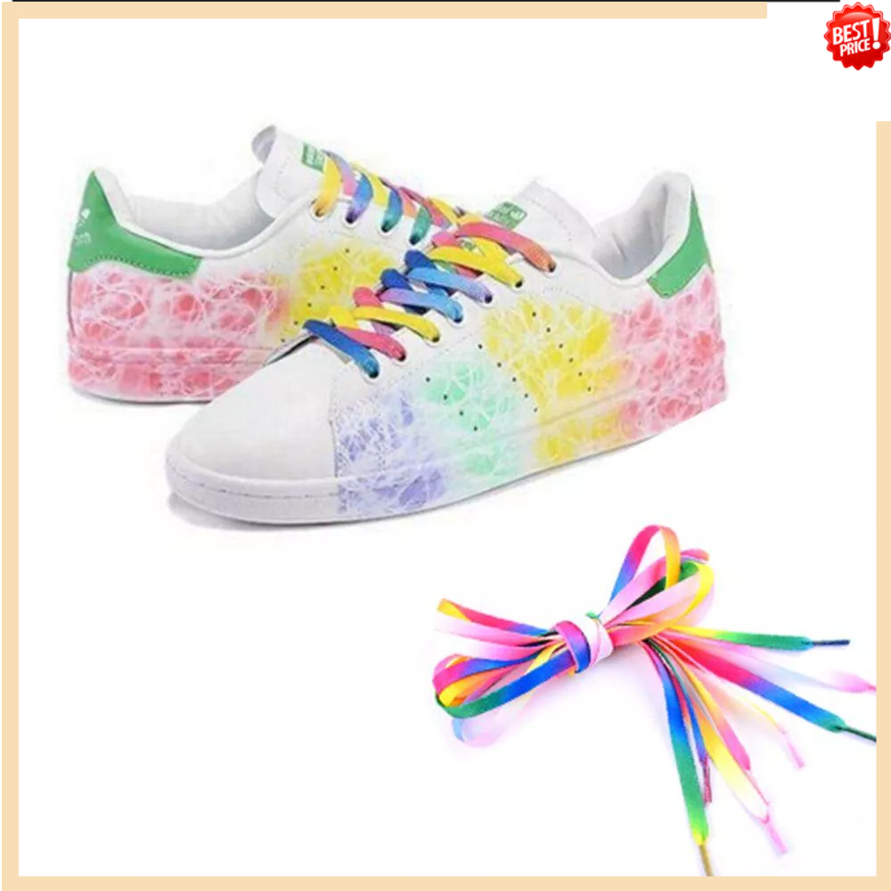 ภาพหน้าปกสินค้าRainbow Color Shoelace Fashion Flat Shoelace Gift Box Handbag Decorative Rope