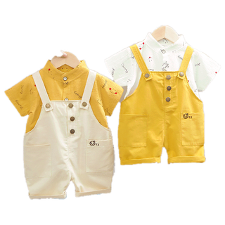 ชุดเด็กชาย เอี๊ยมเกาหลีน่ารัก เซท 2 ชิ้น เสื้อ+เอี๊ยม 6เดือน-4ปี DXT251