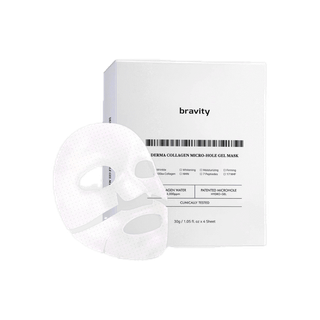 (แท้ / พร้อมส่ง)Bravity collagen Micro-Hole Gel Mask 1 กล่อง 4 แผ่น_พรีเมี่ยม ไฮโดรเจล