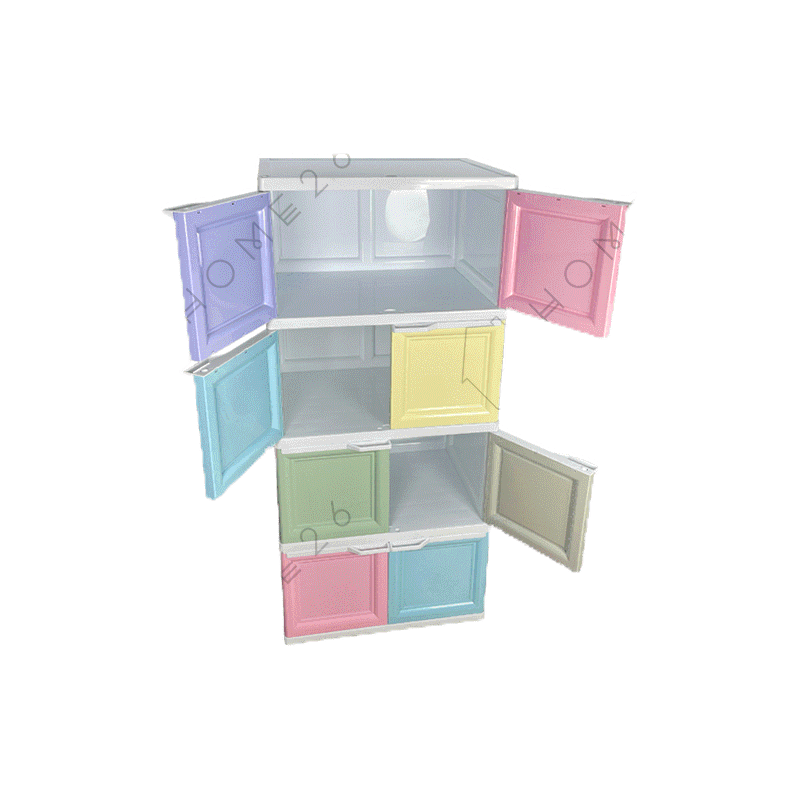[ลด100บาท โค้ด HOME100ZZ] Home26 ตู้พลาสติก 4ชั้น สีสลับ กล่องเก็บของ ตู้บานเปิดขนาดใหญ่ ชั้นวางของ รุ่น ZeKing