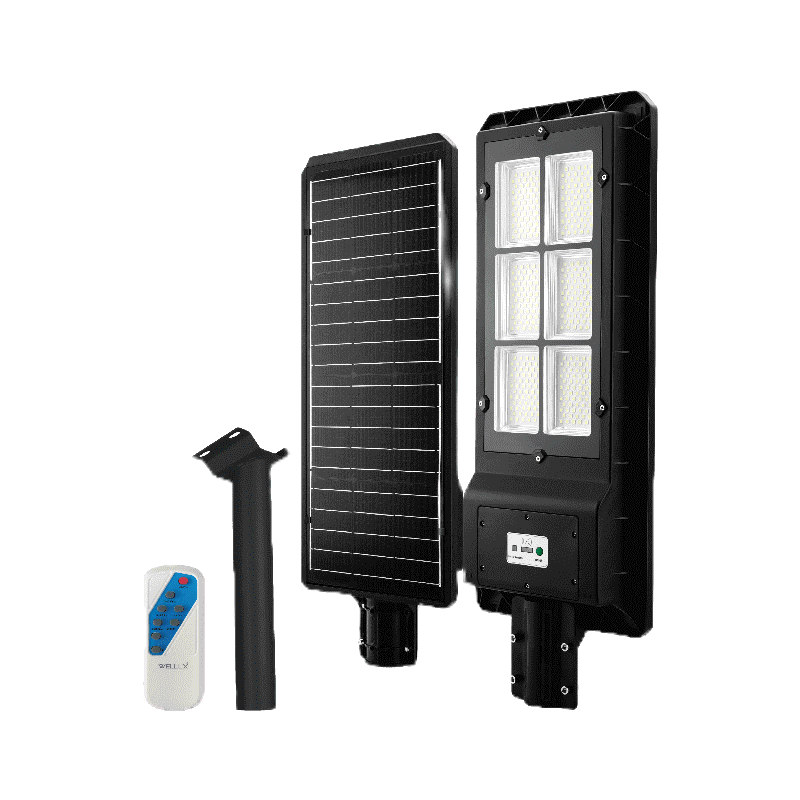 WELLUX โคมไฟถนนโซล่า 100W 200W 300W LED STREET LIGHT SOLAR รุ่น BARCELONA SERIES สว่างยันเช้า
