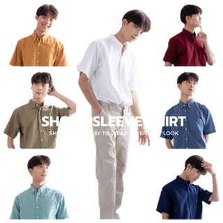 เสื้อเชิ้ตแขนสั้นผู้ชาย OXFORD 15 สี - RALPH T เสื้อเชิ้ตผู้ชาย แขนสั้น สีขาว
