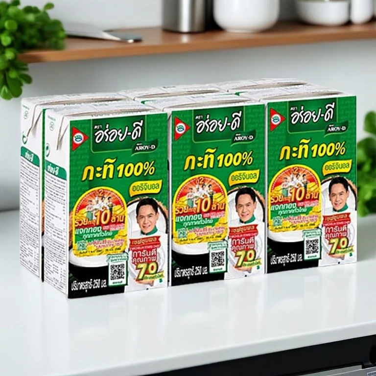 AROY-D กะทิ ขนาด 250 ml X 6 กล่อง ของกินของใช้