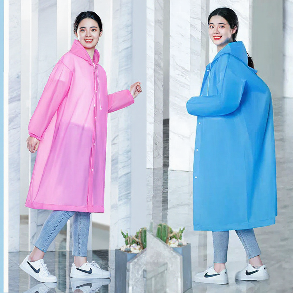 เสื้อกันฝนผู้ใหญ่ EVA น้ำหนักเบา 100 กรัม ใส่สบาย ดีไซน์ทันสมัย หลายสี