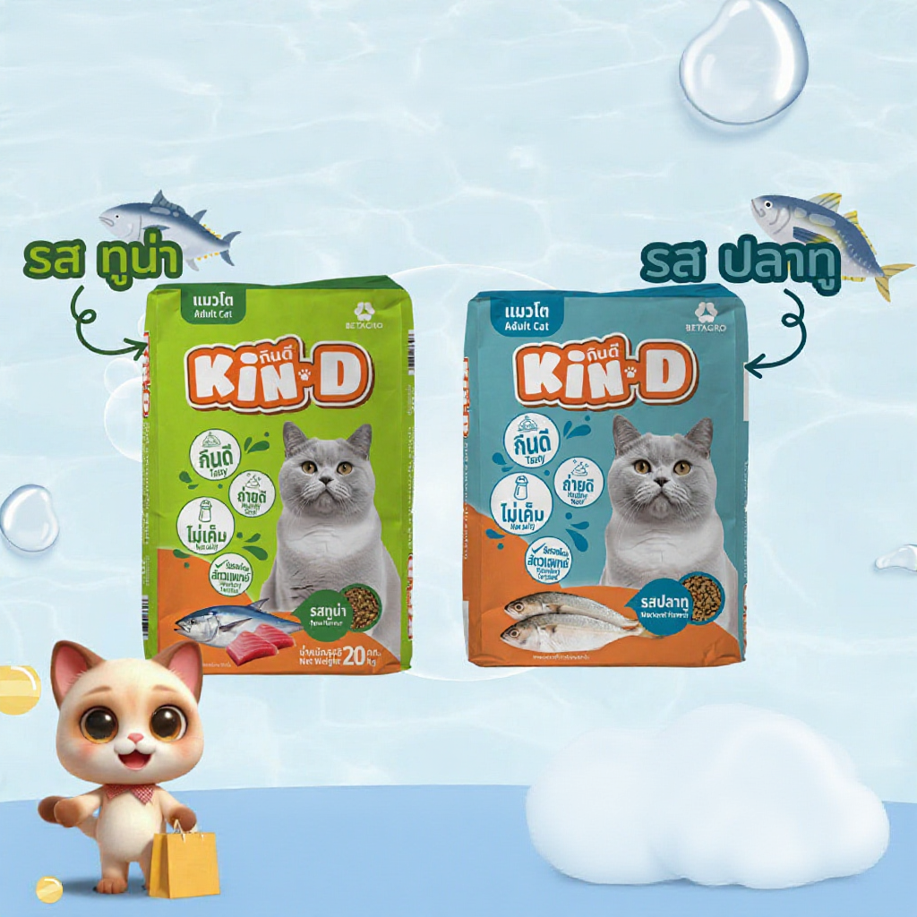 อาหารสำหรับแมวโต KIN D รสทูน่าและรสปลาทู 20 KG | Shopee Thailand