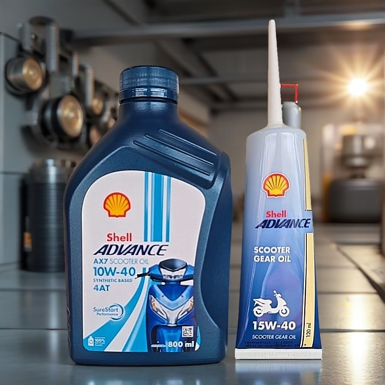 น้ำมันเครื่องรถออโต้ SHELL AX7 AT. 10W-40 MB ขนาด800ml แถมน้ำมันเฟืองท้าย120ml แพ็คคู่