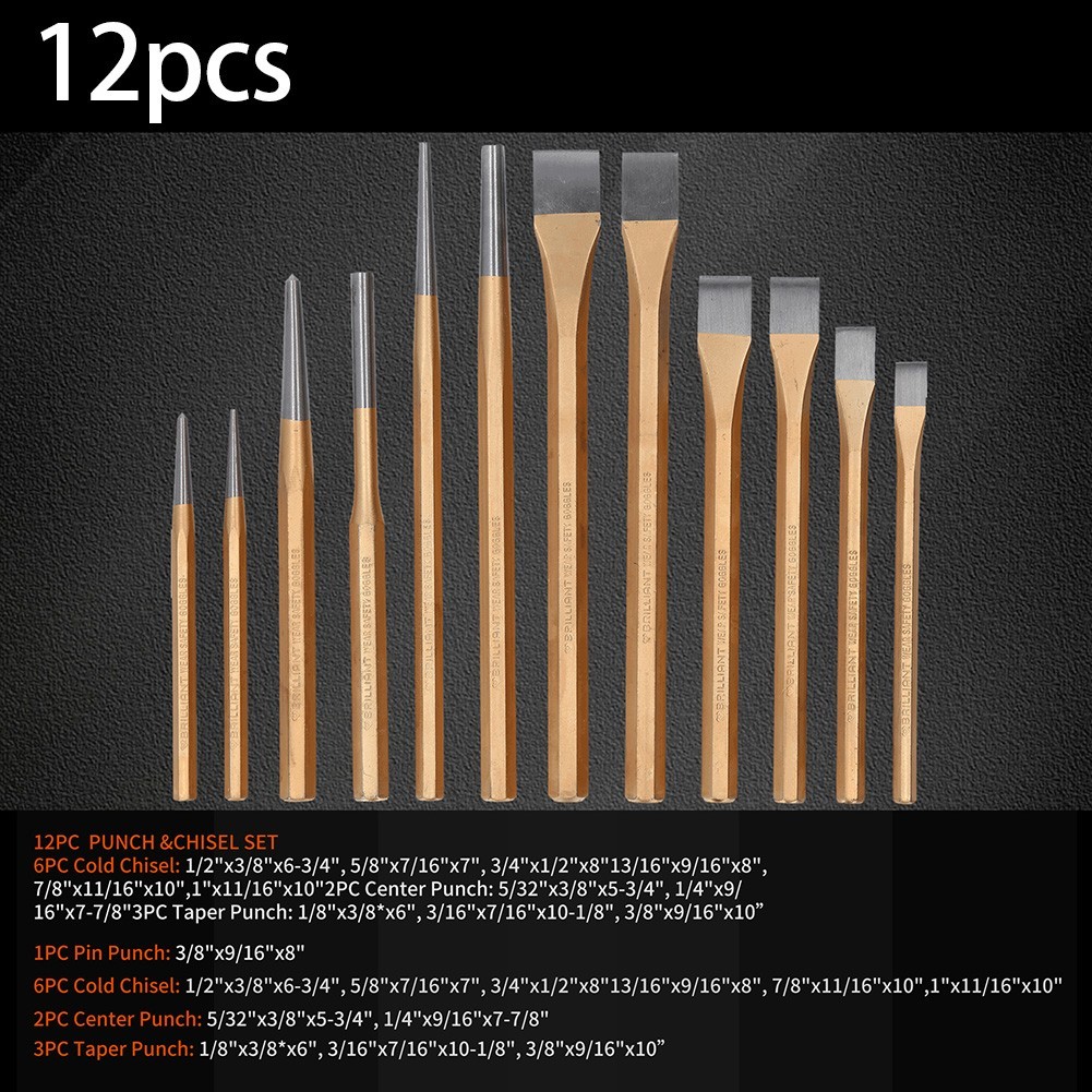 12 ชิ้น Chisels Alloy Steel Chisel Punch Set Punch Clamping Punch ...