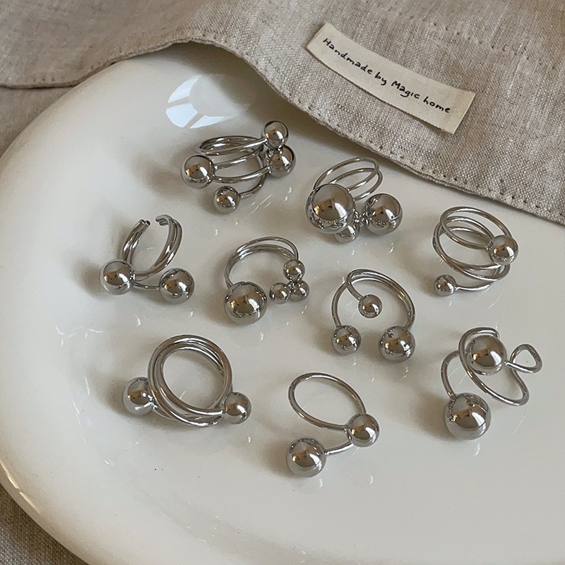 เกาหลีเกาหลี ins Metal Ball Staggered Ring หญิงแฟชั่นที่ไม่ซ้ํากัน ...
