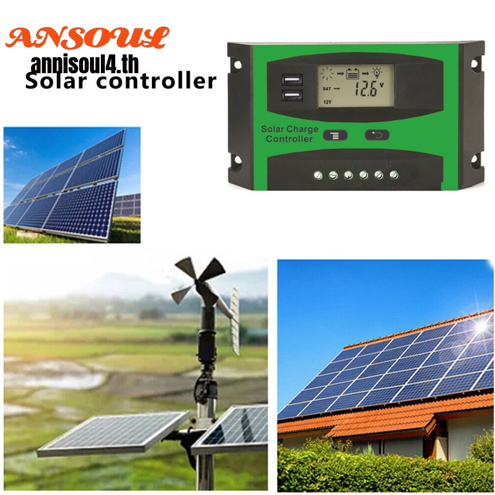 30A MPPT Solar Panel Charge Controller Regulator Auto 12V/24V 2 Way USB ...