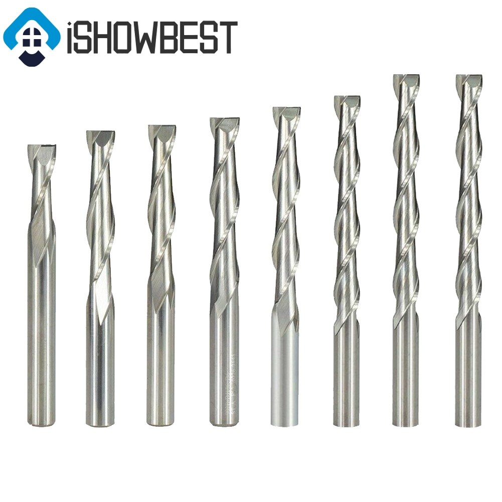 Flat End Mill 6mm Shank 2 ขลุ่ยเกลียวมิลลิ่งเครื่องตัด CNC Router Bit ...
