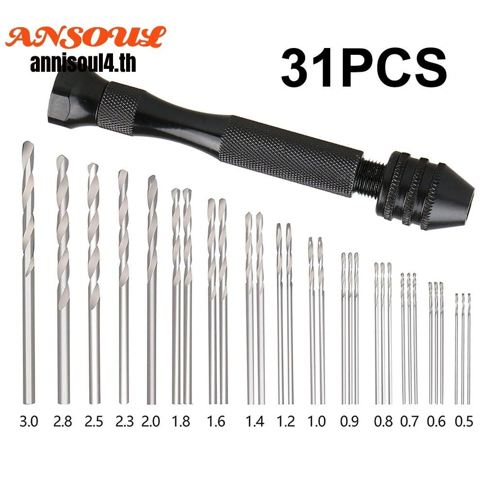 31PCS Precision Pin Vise Hobby เจาะ Bits Mini Micro Hand ชุดเครื่องมือ ...