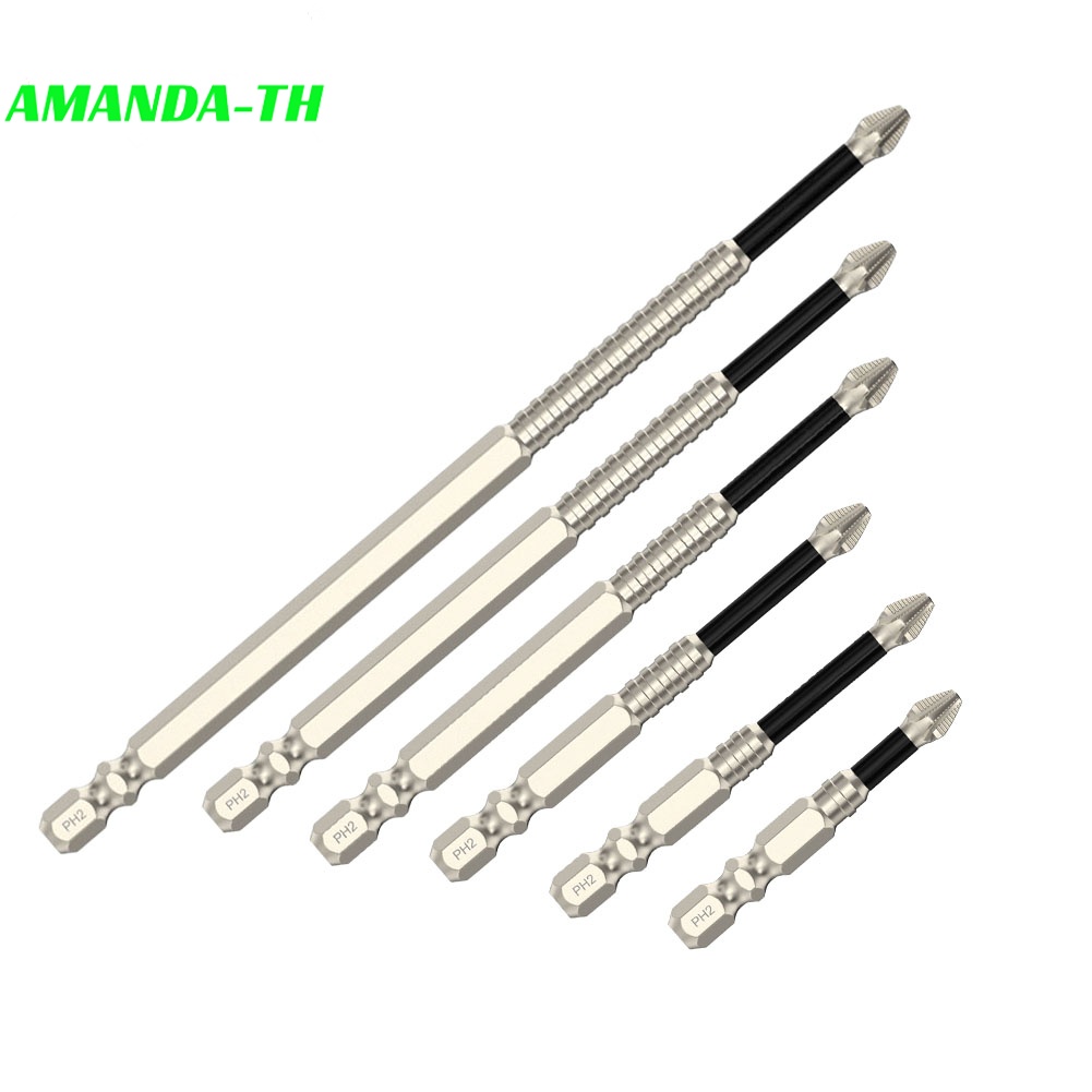 (AMANDA) 1 ชิ้น Cross Magnetic ไขควง Bit Alloy Steel Anti-Slip Long ...
