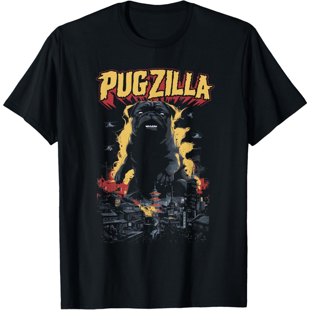 เสื้อยืดสำหรับผู้ชาย พิกเชอร์สนุกๆ กับลายพันธุ์ปั๊ก Pugzilla | Shopee ...