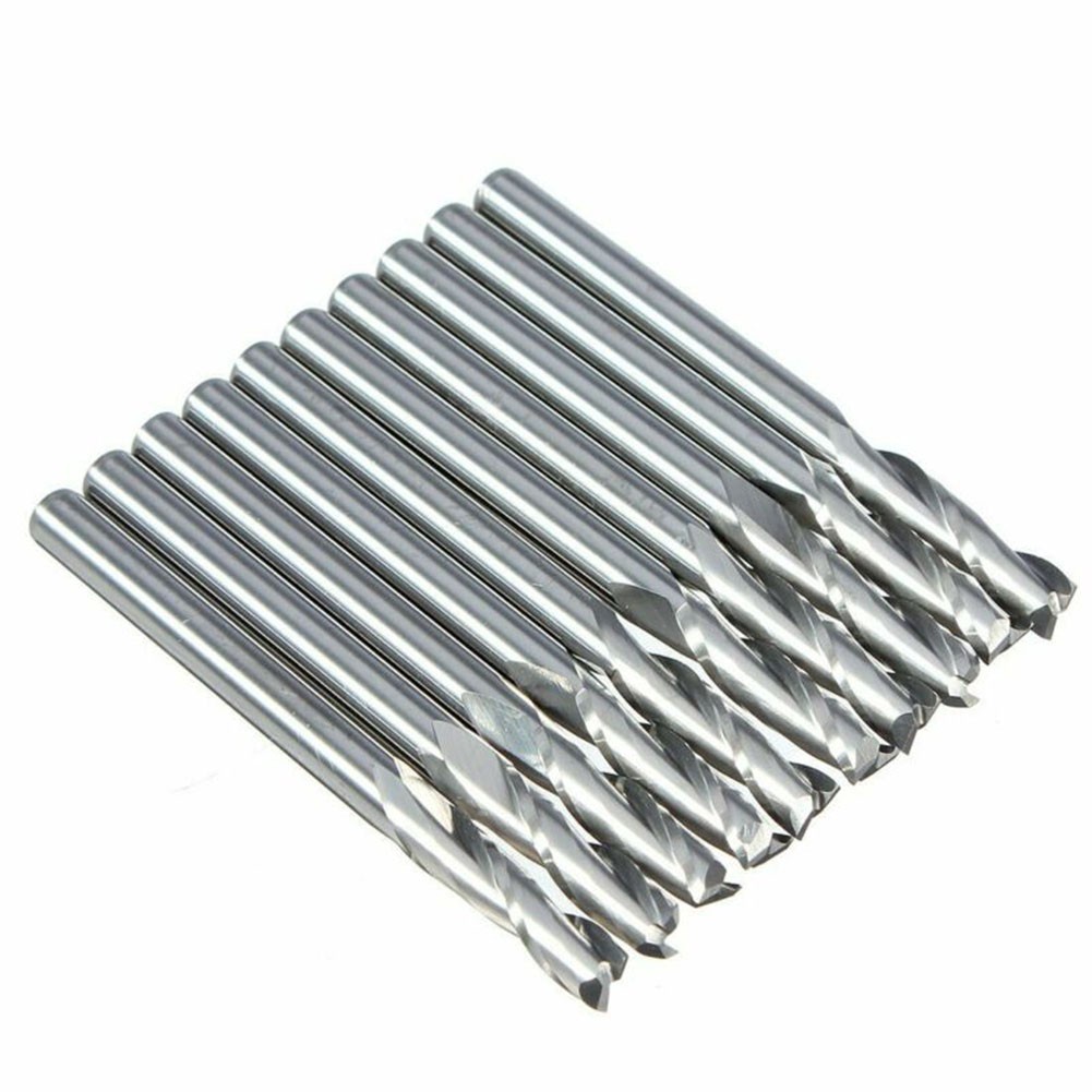 ⭐ยาฟีทอป⭐10pcs CNC 1/8 Router Bits End Mill จมูกแบน 2-Flute Milling ...
