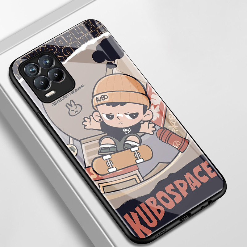 เคสสำหรับ Realme 8 5g 8s 5g 8 Pro เคสโทรศัพท์คูโบสเปซเปลือกแก้วกัน 