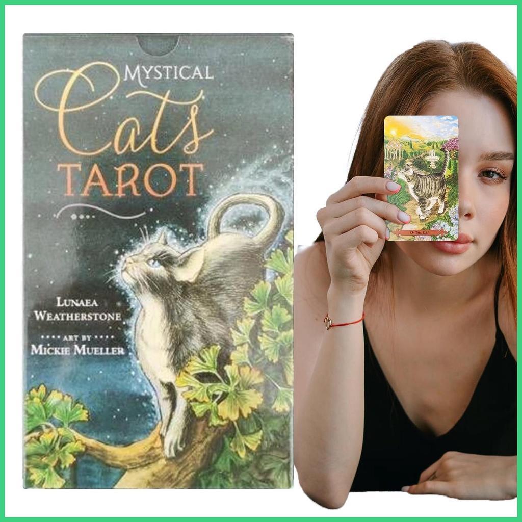 เวอร์ชันภาษาอังกฤษ Mystical Cats Tarot Cards Deck ดอกไม้ภาษาสี ...