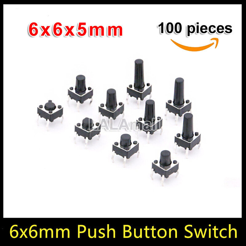 100pcs 6x6 มม.DIP4 Light Touch สวิทช์ Mini Micro Momentary Tactile Push