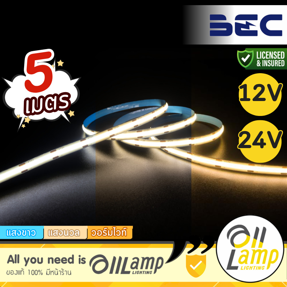 BEC CRI90 COB LED Strip 5m 12V/24V