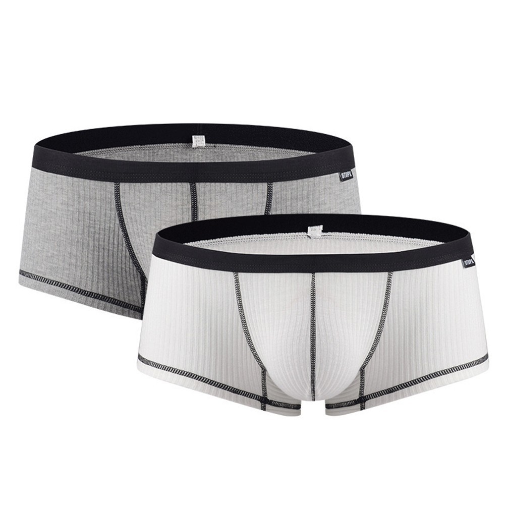 Men's เซ็กซี่Ribbedบ็อกเซอร์ Low Rise ชุดชั้นใน แบบกางเกงบ็อกเซอร์ ...