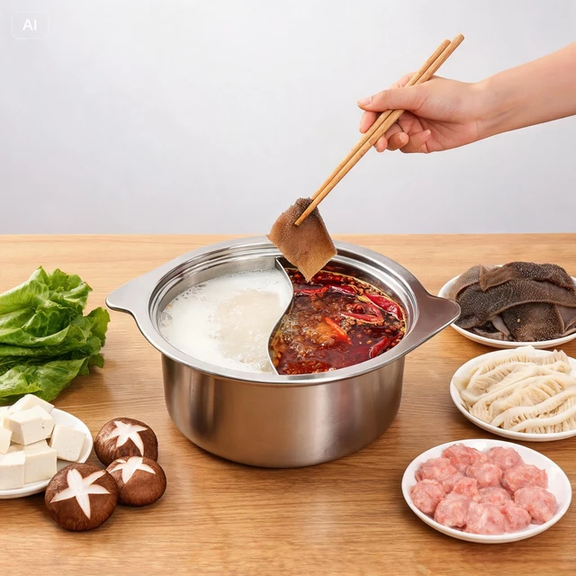 หม้อหม่าล่า สองช่อง 14 16 18 ซม. สำหรับทานคนเดียว สองคน ชาบู สุกี้ น้ำดำ หม่าล่า