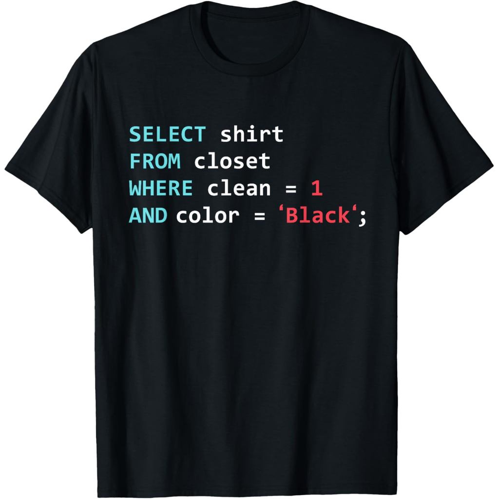 เสื้อยืดผ้าฝ้ายผู้ชาย Programmer SQL Query Geek Database Coding เสื้อ ...