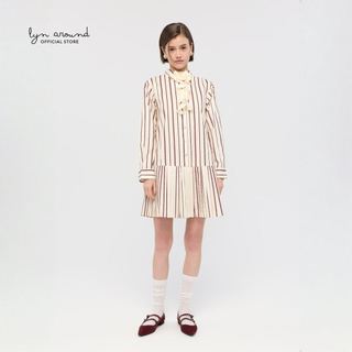 Lyn Around - Đầm ngắn họa tiết sọc trang trí thêu thùa hoa hồng, bộ sưu tập Mon Petit Ruban (A26FGWC044) [MSS]
