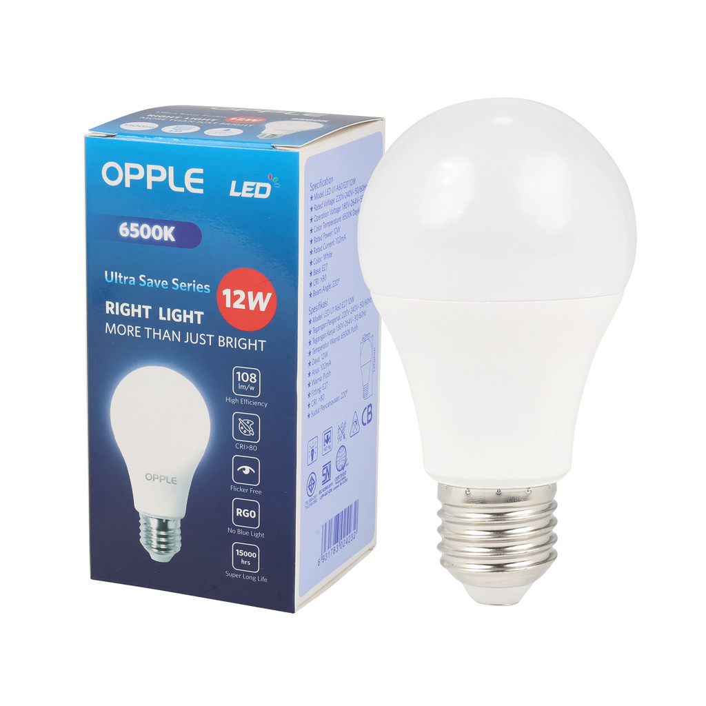 หลอดไฟ LED E27 12W Daylight OPPLE รุ่น LED-US-A60-E27-12W-6500K-CT ...