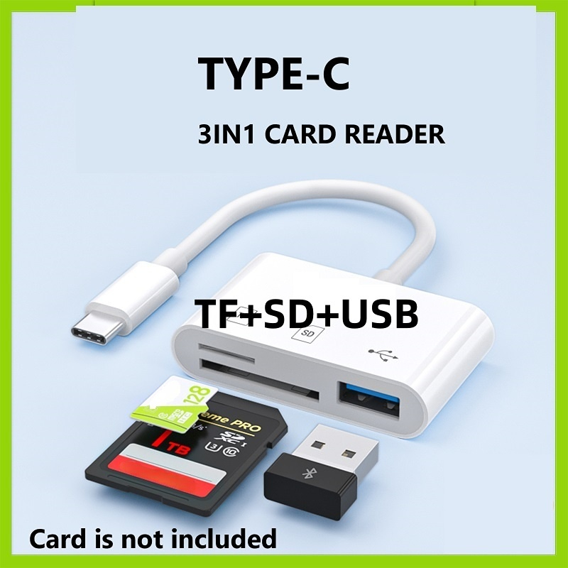 3 in 1 USB C to SD TF เครื่องอ่านการ์ด USB Type C อะแดปเตอร์ความเร็วสูง ...