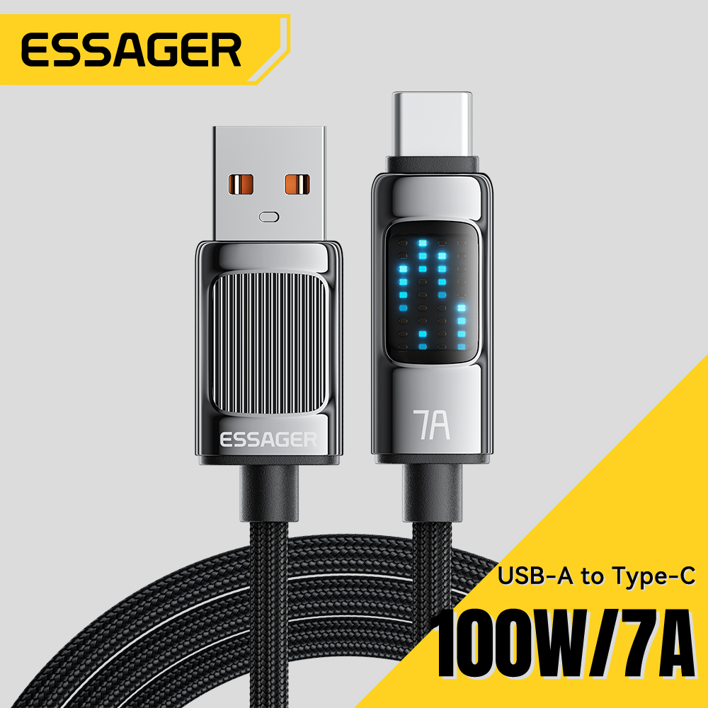 ESSAGER USB C To C Cables With LED Display - 100W Fast Charging (3.3FT + 6FT, 2 Pack)