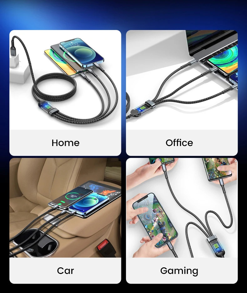 3 In 1 Usb 100w สําหรับการชาร์จอย่างรวดเร็วและข้อมูล Mini Usb Type C ...