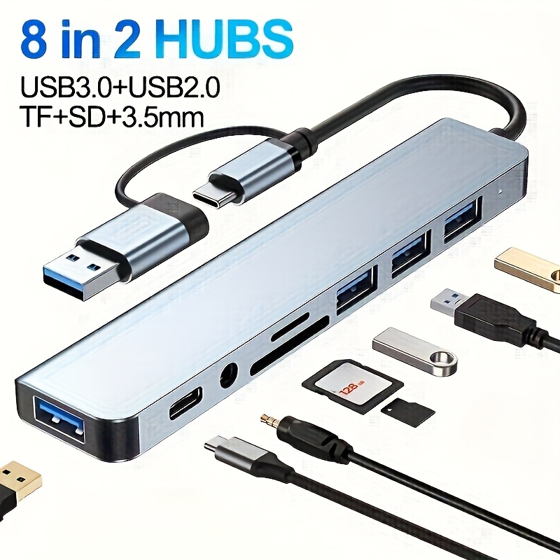 8 in 1 USB Hub Expander Dock Type C TF SD Reader Audio เข้ากันได้กับ ...