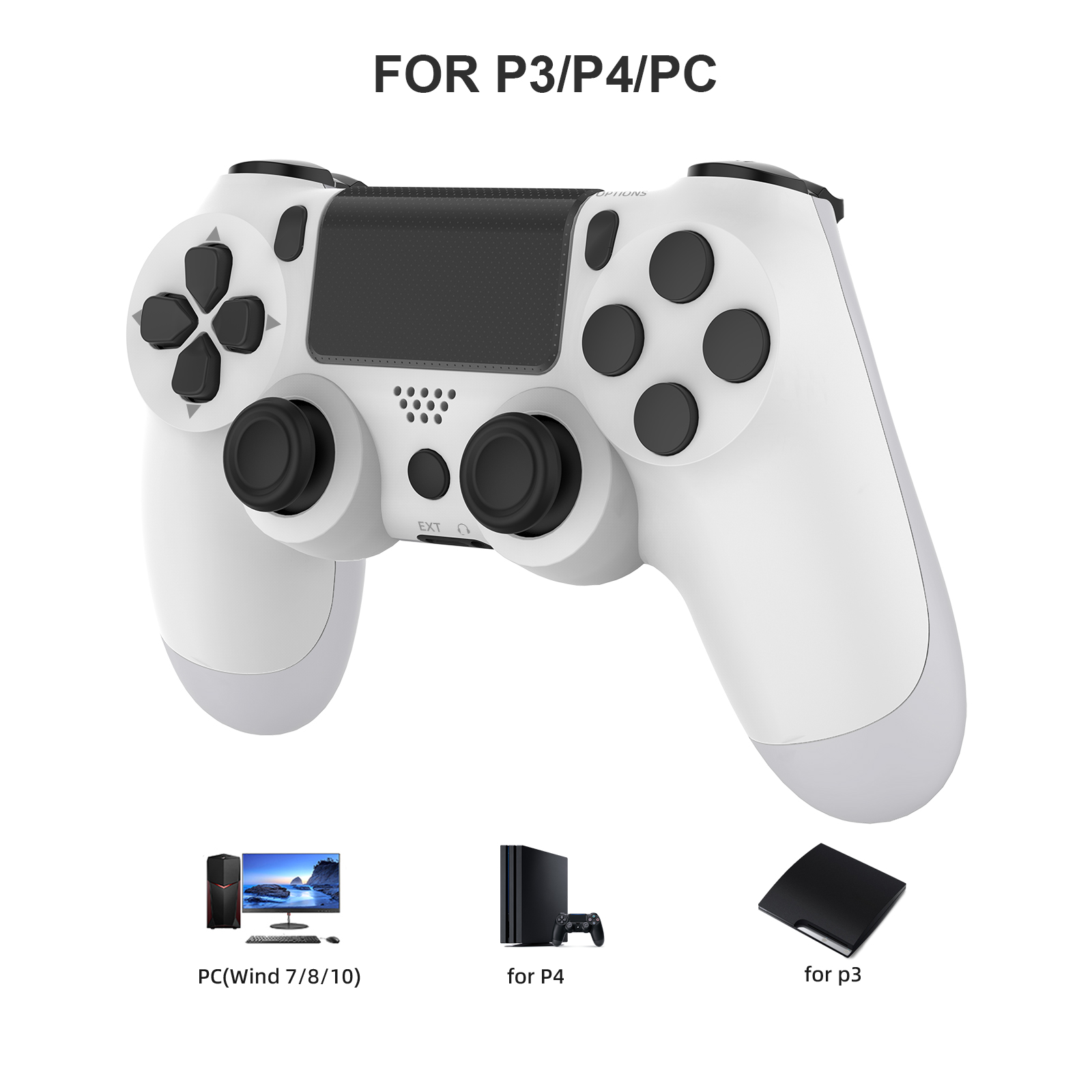 P4 คอนโทรลเลอร์บลูทูธไร้สาย PS4 คอนโทรลเลอร์การสั่นสะเทือนคู่สําหรับ P4 ...