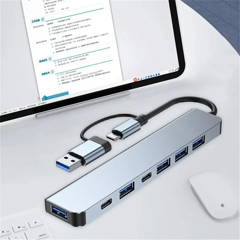 7-in-2 พอร์ต ฮับ USB A และ C 3.0/2.0 แบบแยกหลายพอร์ต อะแดปเตอร์เชื่อม ...