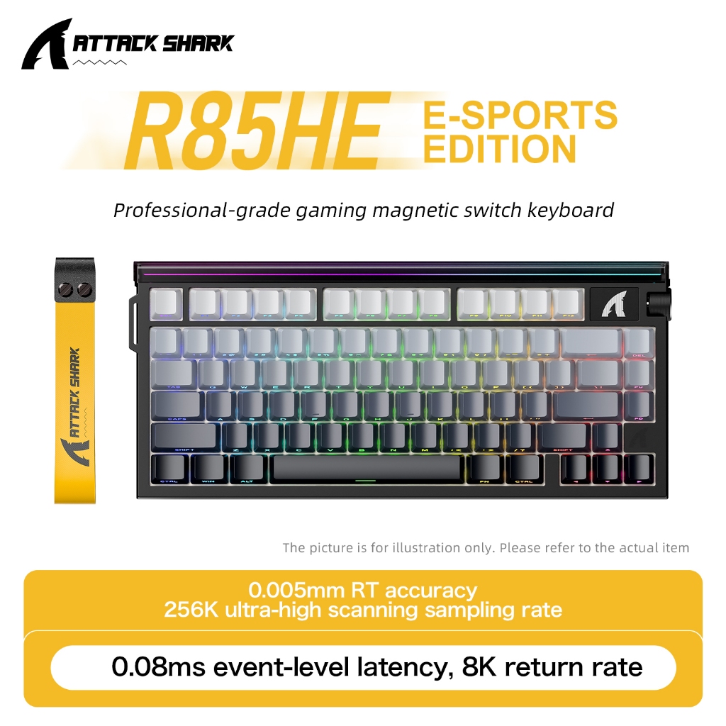 คีย์บอร์ดแมคคานิคอลสําหรับเล่นเกม Attack Shark R85 HE, ไฟ RGB霓虹 ...