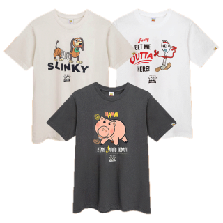 Disney Toy Story Slinky Dog Ham And Forky T-Shirt -เสื้อยืดดิสนีย์ ทอย สตอรี่ สลิ้งกี้ด็อก แฮม ฟอกกี้ สินค้าลิขสิทธ์แท้100% characters studio