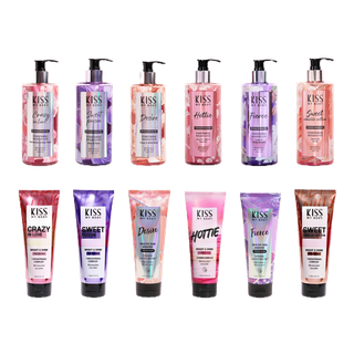 [ใหม่][แพ็คคู่] Kiss My Body เจลอาบน้ำ น้ำหอม 380 ml. + เซรั่มน้ำหอม กันแดด 180 g. / โลชั่นน้ำหอม /กันแดด 200/226 g.