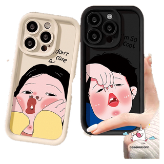 เคสโทรศัพท์มือถือแบบนิ่ม กันกระแทก ลายการ์ตูนเด็กผู้ชาย ผู้หญิง ตลก สีดํา สีขาว สําหรับ IPhone 7 6 8 6S Plus XR 7Plus 13 11 14 15 12 11 Pro MAX X XS MAX SE 2020