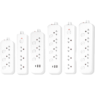 Deli ปลั๊กพ่วง ปลั๊กไฟ 10A 2300W ปลั๊กไฟ 3-6ช่อง ยาว 3/5 เมตร 3USB วัสดุทนไฟ750องศา มีมอก. รับประกัน 3 ปี Power socket