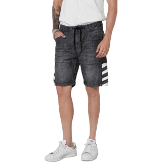 DAVIE JONES กางเกงขาสั้น ผู้ชาย เอวยางยืด สีกรม สีดำ Elasticated Shorts in navy black SH0057NV BK