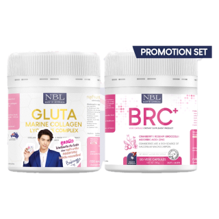 [ชุดโปรโมชั่นจัมโบ้] NBL Gluta Marine Collagen Lycopene Complex + NBL BRC+ Vege Capsule (120 Capsules)