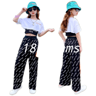 18Dreams [พร้อมจัดส่ง] เสื้อผ้าเด็กผู้หญิง ชุดเด็กโตผู้หญิง เสื้อเด็กผู้หญิง ชุดสูทของเด็กผู้หญิง ชุดพักผ่อน ใหม่ เวอร์ชั่นเกาหลี เสื้อกั๊ก แขนสั้น ขากว้าง SM3141