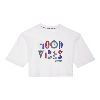 OUTDOOR PRODUCTS GOOD VIBES CROPPED TEE เสื้อครอปแขนสั้นผู้หญิง เอ้าท์ดอร์ โปรดักส์ ODWCT2300