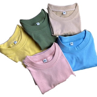 FUFU เสื้อยืดเด็กสีพื้น Size S-XXL อายุ 1-10 ปี แขนสั้น คอกลม ผ้าคอตตอน Baby Care Tone (TSR-9)