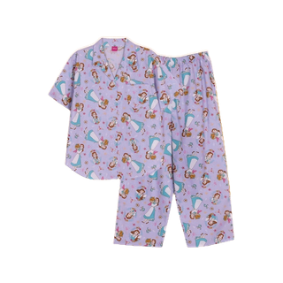 Josilins ชุดนอน ผู้หญิง ลิขสิทธิ์ ดิสนีย์ Disney Princess เจ้าหญิง เสื้อคอปก แขนสั้น ขายาว ผ้าวูเว่น พลัสไซส์ XL คละลาย
