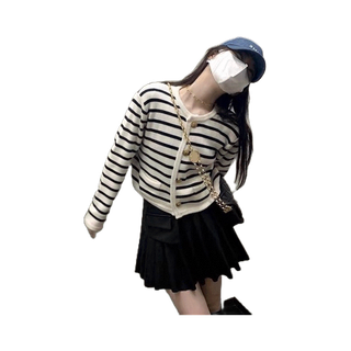 BY IRA (1262) Celin Cardigan คาดิแกนเกาหลีเกาใจ ทอลายริ้ว แบบคลาสสิก เรียบหรู