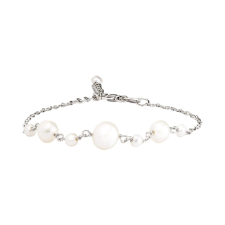 AURORA สร้อยข้อมือมุกแท้ Bright Pearl ตัวเรือนเงินแท้ 92.5% สี White Gold