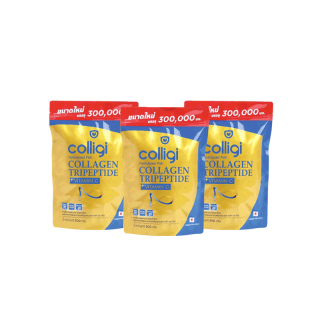 (ขนาดใหม่แบบถุง) Colligi Collagen Tripeptide คอลลาเจน คอลลิจิ (300 กรัม x 3 ถุง)