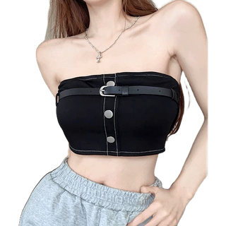 โปรโมชั่น : Bentoybratop320Cotton basic tube top เกาะอกครึ่งตัวสุดต๊าชช ดีเลทเข็มขัดหน้าสุดเก๋ y2k